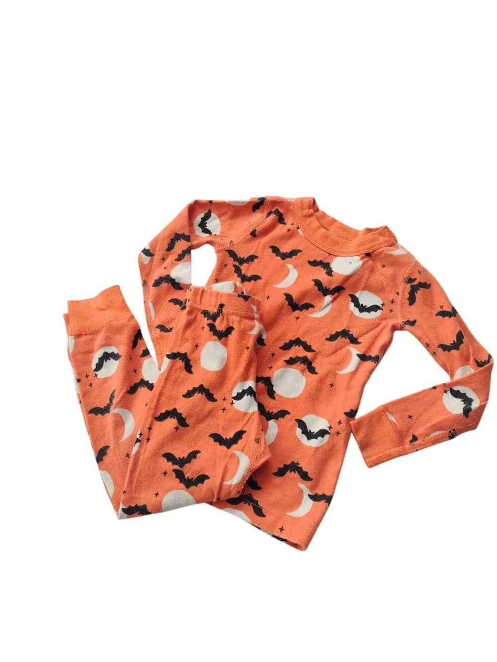 Hanna Andersson Kids Pajamas 4 Halloween Orange Print Organic Cotton Long Johns